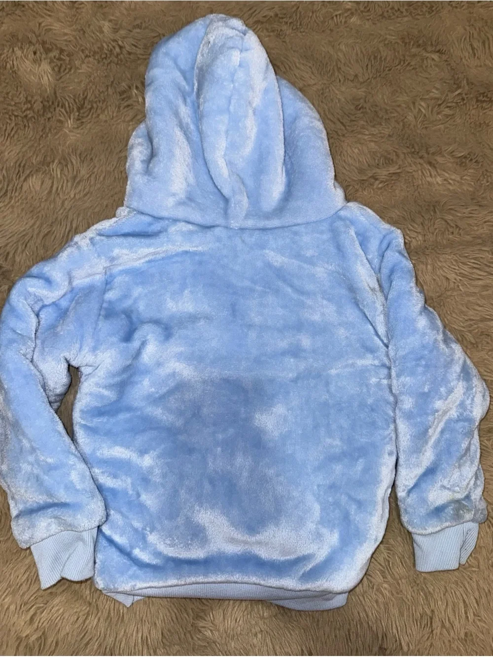 Disney Blue Hooded Plush One-Piece with Pink Lining
